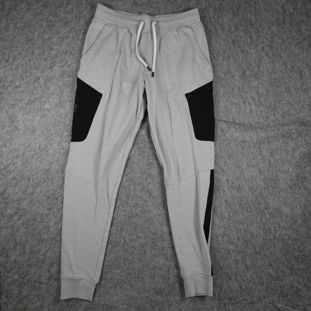 Under Armour Pants Mens Large Gray Black Cargo Jogger Tapered Drawstring Sporty